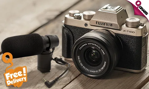 Fujifilm X-T100 Mirrorless Digital Camera with ST1 Microphone!